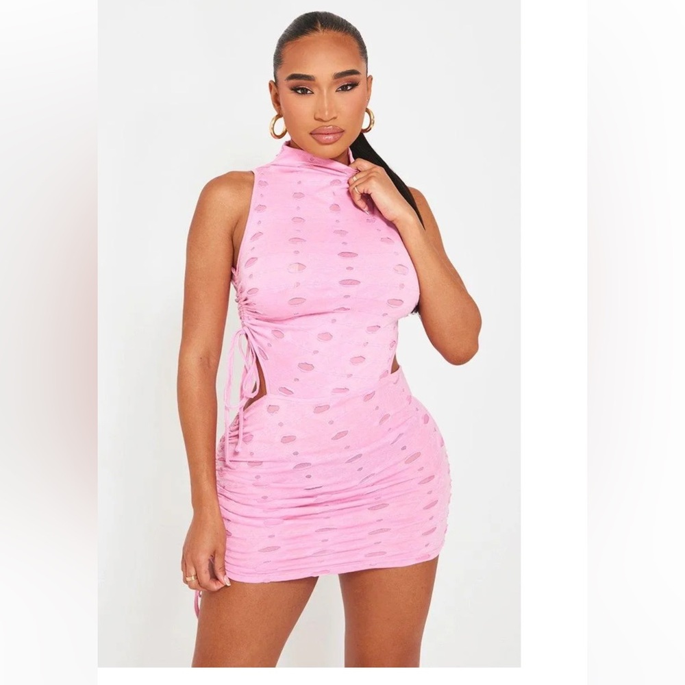 PrettyLittleThing Shape Pink Ruched Bodycon Dress